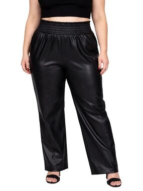 Joie Black Faux Leather Paperbag Waist Wide-Leg Pants – Plus Size 2X EUC